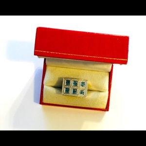 Gents Blue and White Diamond Ring